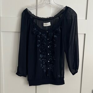 Abercrombie & Fitch Navy Sheer Blouse